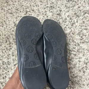 Tory Burch Black Flats with Gold Logo thumbnail 4