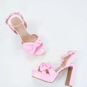 Anne Michelle Elegant Pink Bow High Heels thumbnail 3