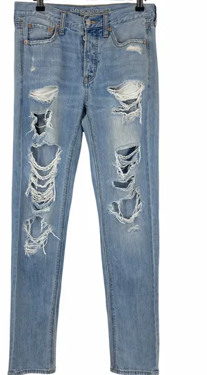American Eagle Distressed Vintage Hi-Rise Skinny Jeans Size 4 X-Long thumbnail 1