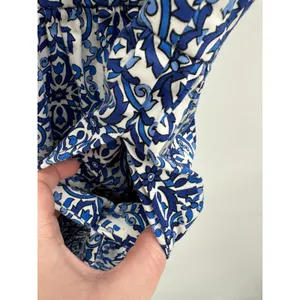 Milly Dress Women 8 Blue White Paisley Print‎ V-Neck Sleeveless Back Zip Mini thumbnail 6