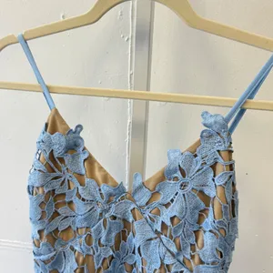 Love Ady‎ Blue Floral Guipure Lace Sleeveless Cocktail Mini Dress A-Line thumbnail 5