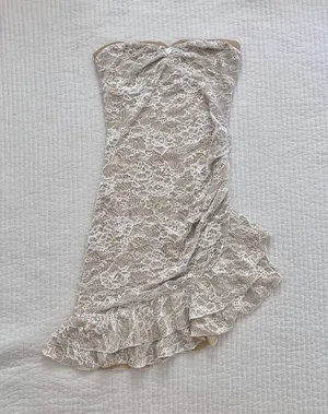 white beige lace ruffle Princess Polly dress thumbnail 1