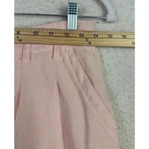 FREE PEOPLE Calla Linen High Waist‎ Bermuda Shorts Sz 2 Pink NEW Coastal Grandma thumbnail 3