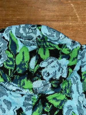 Zara Floral Jacquard Strapless Bustier Corset Peplum Top Blue Green Size S thumbnail 11