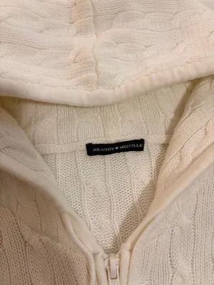 Brandy Melville Zip-Up Hoodie Knit Cable thumbnail 2
