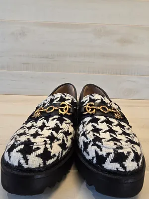{5.5} Sam Edelman Circus Deana Black White Houndstooth Lug Sole Loafers thumbnail 3
