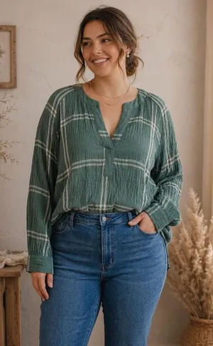 JANE & DELANCEY Plaid Top thumbnail 1