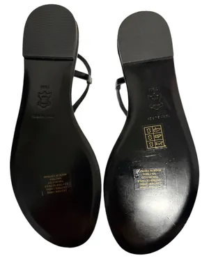Tory Burch Ring T-Strap Sandal Black/Gold Size 7.5 Like New thumbnail 4