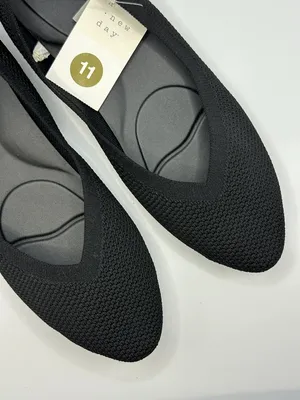 NWT A New Day Black Knit Pointed Toe Ballet Flats 11 Clean Girl Minimalist thumbnail 5