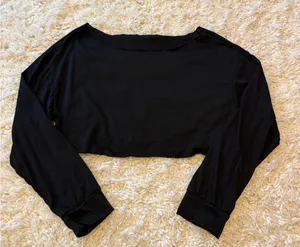 SHEIN Black Off the Shoulder Long Sleeve Crop Top thumbnail 1
