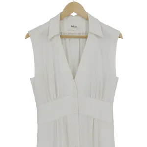 ba&sh Lady Dress Women XS Off-White‎ Sleeveless Button Front Midi Parisian Chic thumbnail 5