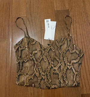 Nwt Animal Print Bustier Spaghetti Strap Crop Top thumbnail 4