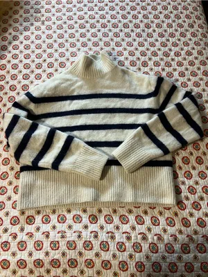 EUC & Other Stories Mock Neck Crop Sweater Striped size XS/Small Retails $90 thumbnail 5