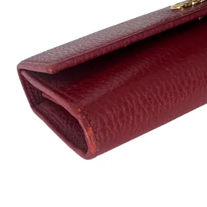 Gucci GG Marmont Continental‎ Wallet Hibiscus Red Pebbled Leather Wallet thumbnail 8