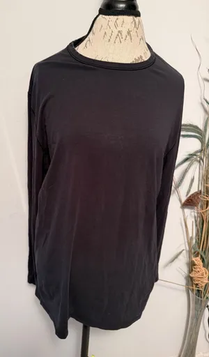 LULULEMON Womens Black Long Sleeve Crewneck Cotton Jersey Relaxed Fit Basic 12‎ thumbnail 1