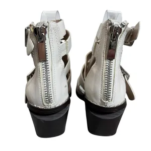 BCBGeneration Dani Pointed Toe Bootie Chunky Heels Size 7 White Buckle Straps thumbnail 7