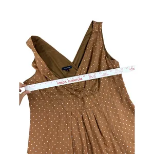 Lands'‎ End Polka Dot Sleeveless V-Neck Dress Womens 14 Brown Summer thumbnail 4