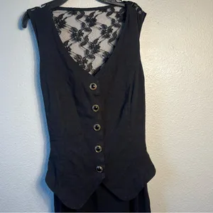 Vintage 80’s 90’s Black Lace-Up Jumpsuit‎ with Relaxed Fit sz 10 Carol Anderson thumbnail 8