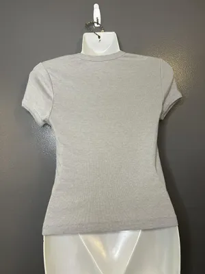 BDG Shirt Womens Medium Gray Solid Crew Neck Short Sleeve Fitted Basic Tee Top thumbnail 5