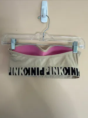PINK Victoria's Secret Strapless Longline Bandeau — Nude with Black Logo Band thumbnail 4