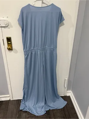 NWOT Halara Blue V Neck Short Sleeve Wide Leg Jumpsuit thumbnail 7