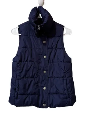 Old Navy Women's Navy Blue Puffer Vest Full Zip with Snaps‎ Pockets Size XS City thumbnail 1