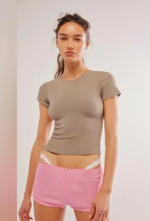 NWT Free People Rose Garden Micro Shorts in Pink/Rose Size L thumbnail 3