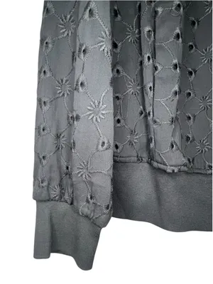 NWT Ariat Grey Eyelet Cut Out Embroidered Zip Up Lightweight Western Bomber Jack thumbnail 3