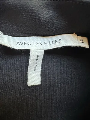 Avec Les Filles Black Belted Midi Dress Size 14 NWT $138 1N04K21 thumbnail 3