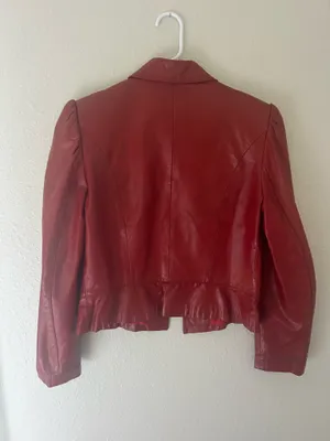 WINLIT Vintage Red Leather Jacket Size M thumbnail 3