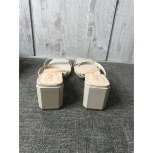 Katlui Womens Sandals 9.5 Beige Apricot Slip On Heels Open Toe Summer Strappy thumbnail 3