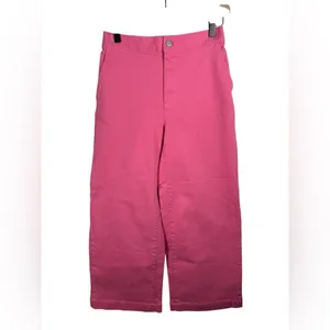 OAK + FORT Cropped Twill‎ Wide Leg Pants Pink S-M Cotton Stretch thumbnail 2
