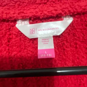 No Boundaries Red Knit Cardigan Rhinestone Buttons Size L (11–13) (A189)✨ thumbnail 7