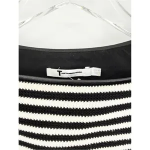 T‎ by Alexander Wang Striped Leather Trim Boatneck Top Women's 6 Minimalist thumbnail 6