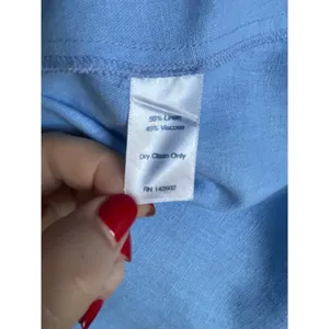 Sail to Sable Long Sleeve Linen Blend Tunic Dress Light Blue Rik Rak Trim Medium thumbnail 6