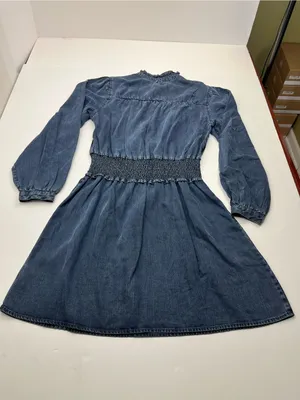 Rails Shawna Mini Dress Womens‎ Medium Dark Vintage Blue Smocked Waist Tencel thumbnail 14