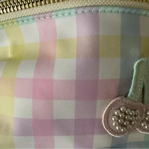 Stoney Clover Lane Gingham Fanny Pack Cherry Belt Bag Light Blue Plaid Dust Bag thumbnail 3