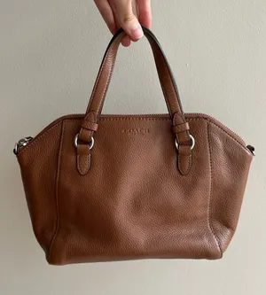 Coach Park Leather Mini Satchel, Saddle Brown Pebble Leather, Crossbody Strap thumbnail 1
