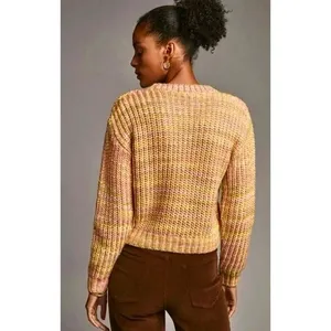 ANTHROPOLOGIE Ribbed Obi Melange‎ Crewneck Sweater Pullover Knit Marled Small thumbnail 8