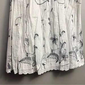 JUNO Vintage Look Embroidered White Midi Skirt Sz M thumbnail 4