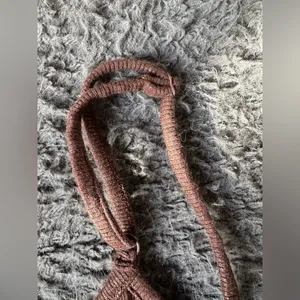 Aerie full length brown and gold maxi dress adjustable straps, size M thumbnail 4