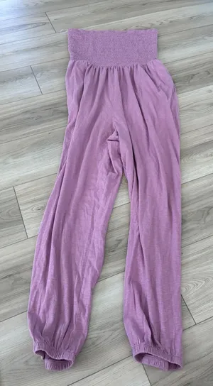 American Eagle Smocked Jumpsuit strapless Purple Mauve L NWT thumbnail 1