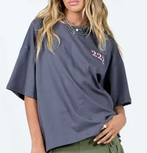 Princess Polly 222 Alignment Oversized Short Sleeve Tee in Slate Size S/M thumbnail 1