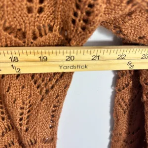 Venus Crochet Knit Sweater‎ Womens Small Brown Hooded Fringe Cropped Boho Indie thumbnail 7