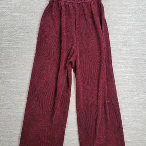 Mi Ami Glitter Jumpsuit Womens XXS Red Faux Wrap Wide Leg Holiday New Year Party thumbnail 10