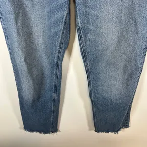 American‎ Eagle High Rise Relaxed Straight Jeans Blue Distressed Raw Hem Size 0 thumbnail 3