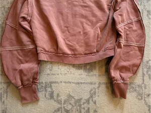 Free People Dusty Rose Cropped Sweatshirt - Casual Pullover thumbnail 4