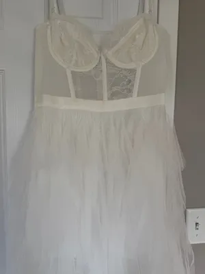 Klessis White Lace Bralette Maxi Dress Tulle Bridal Shower Bachelorette NWT thumbnail 8