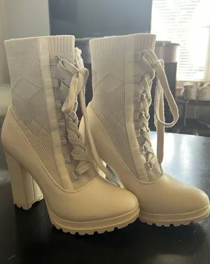 JustFab Shandee Knit Combat Boots thumbnail 4