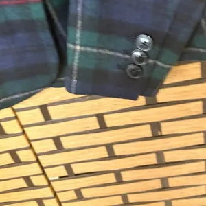 Talbots Blue‎ And Green Fabric Woven In Italy Plaid Blazer Size 2 thumbnail 5